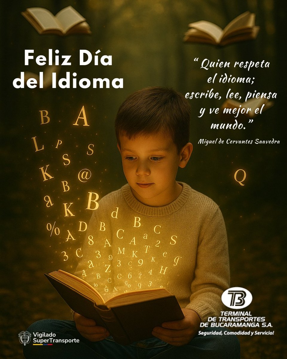 Feliz Día del Idioma. "En esta fecha conmemoramos, que fuimos unidos por esta hermosa lengua, y es ella quien congrega nuestros pueblos".
.
#TerminalBucaramanga #TerminalDeTransportes #DíadelIdioma #SuperTransporte #23deabril