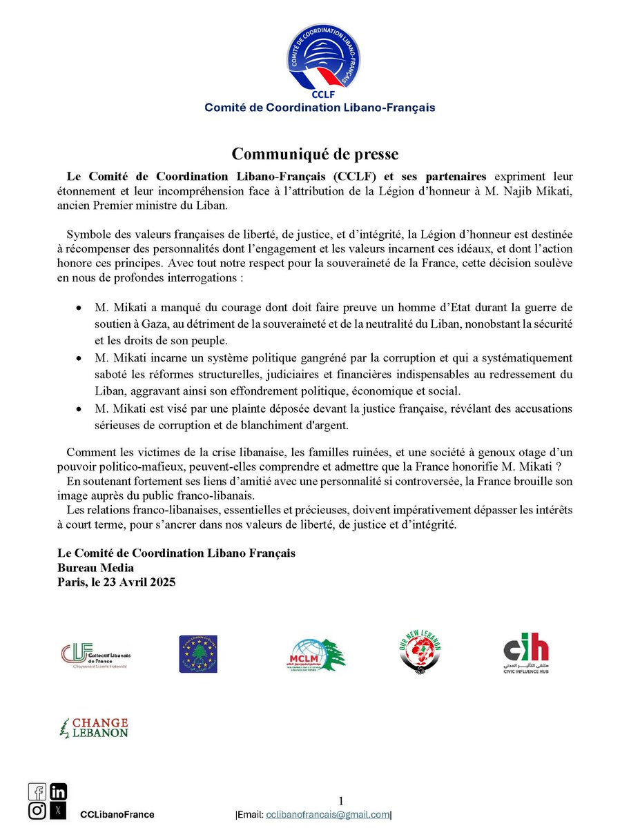 Comité de Coordination Libano-Français tweet media