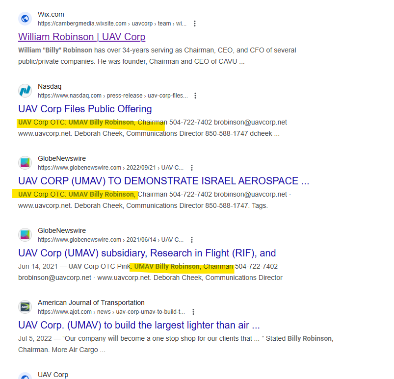 $CAVR New officer added.  Billy Robinson, who was the former Ceo of $UMAV.  Used to be part of $CAVR and now back with them.