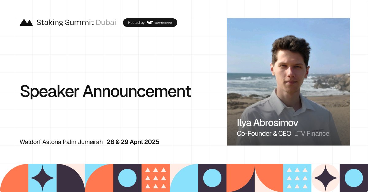 Thrilled to welcome Ilya Abrosimov <a href="/0xCorwin/">Corwin 🇺🇦</a>, Co-Founder &amp; CEO at LTV Finance, as a Speaker at the Staking Summit Dubai! 🇦🇪

<a href="/ltvprotocol/">LTV Protocol</a> brings curatorless leveraged tokenized vault with constant target LTV

Catch Ilya on stage at the Staking Summit Dubai
stakingsummit.com