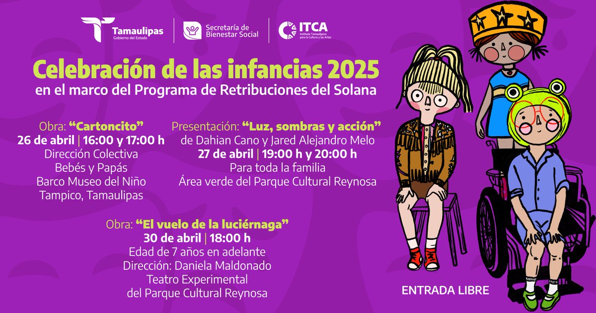 ¡Abril es para imaginar, jugar y celebrar a lo grande!  🎭
En el marco del Programa de Retribuciones del Solana, llega la celebración de las infancias 2025, con funciones pensadas para todos los que aún creen en la magia. 
¡Entrada libre en cada función!
#MesdelasInfancias