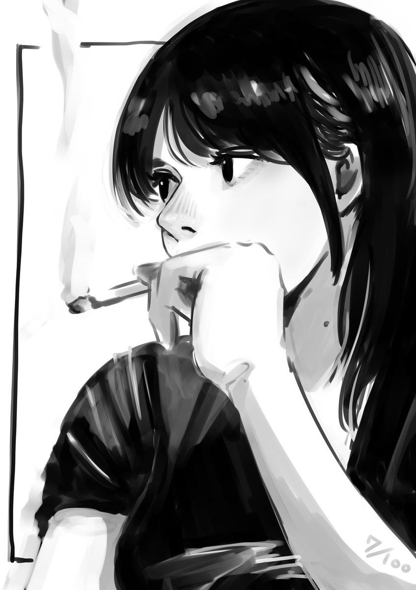 phypness's tweet photo. 日常の一服
#喫煙女子 #黒髪 #smooking #originalcharacter #drawing https://t.co/DklHuUuNLf