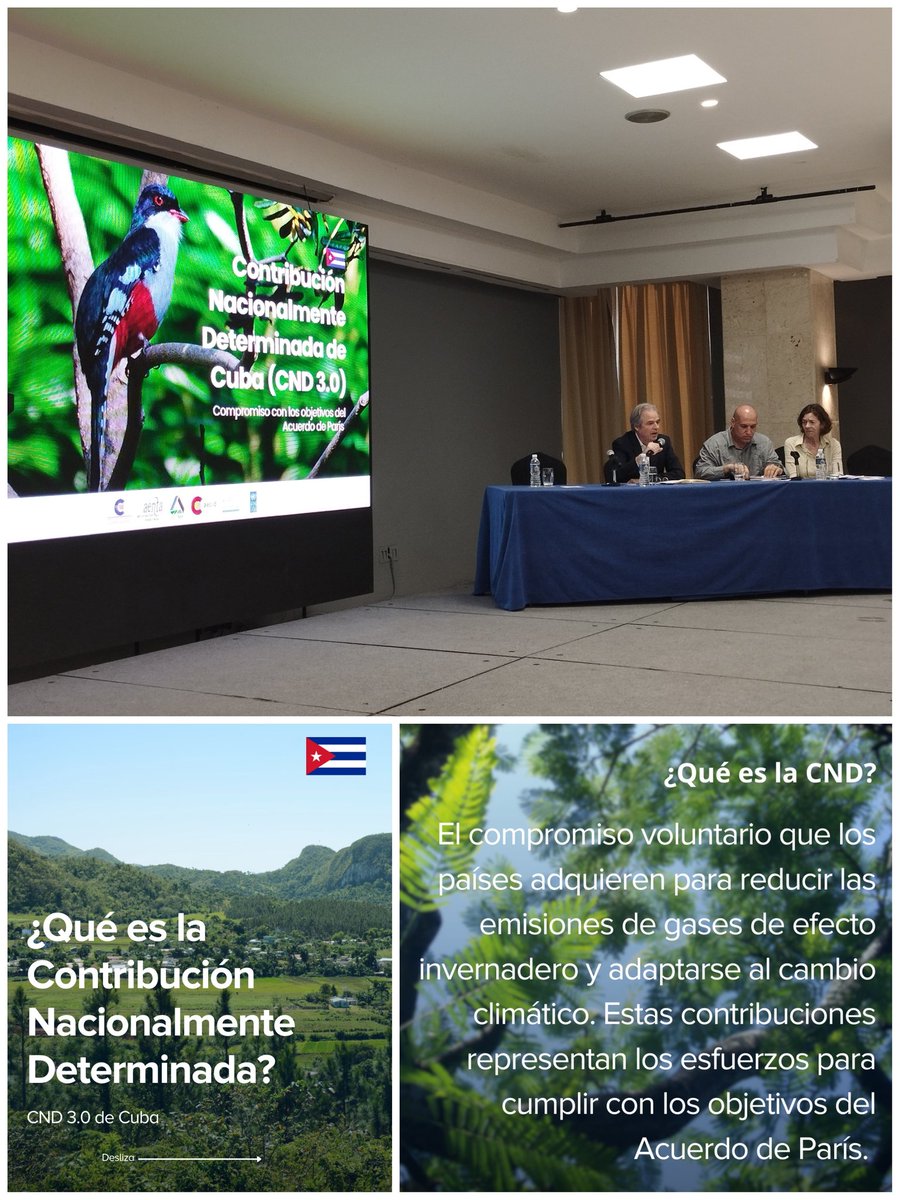 Presenta #Cuba 🇨🇺 su Contribución Nacionalmente Determinada de Cuba (CND 3.0) en taller de socialización presidido por VM <a href="/citmacuba/">Ministerio de Ciencia, Tecnología y Medio Ambiente</a> Rudy Montero, representante <a href="/PNUDCuba/">PNUD Cuba</a> <a href="/HiraldoFernando/">Fernando Hiraldo</a> y Mercedes Navarro de <a href="/AECID_es/">AECID</a>, con presencia de socios de la cooperación internacional