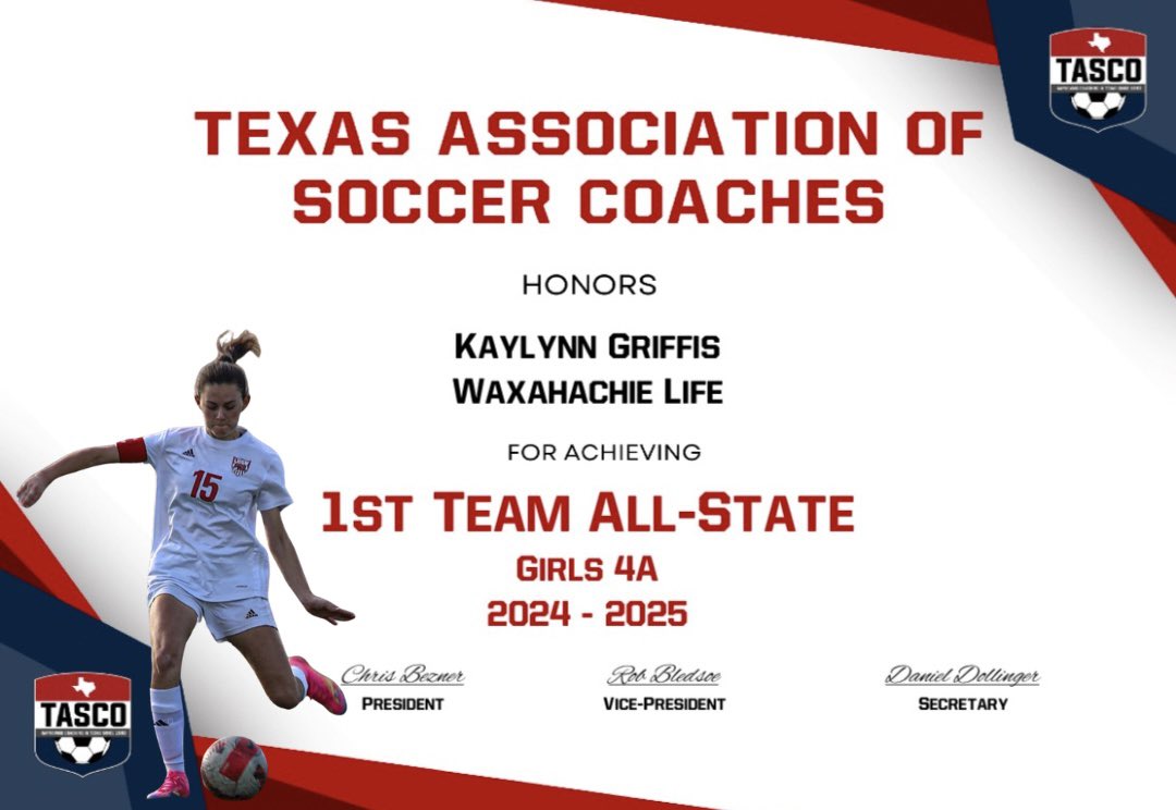 Congrats to our girls for their <a href="/tascosoccer/">TASCO</a> All-State awards!! <a href="/lifemustangs/">Life High School Waxahachie</a> <a href="/lifeschools/">Life School™</a> <a href="/SLThrush/">Scott Thrush</a> <a href="/coachwelch67/">Michael Welch</a>