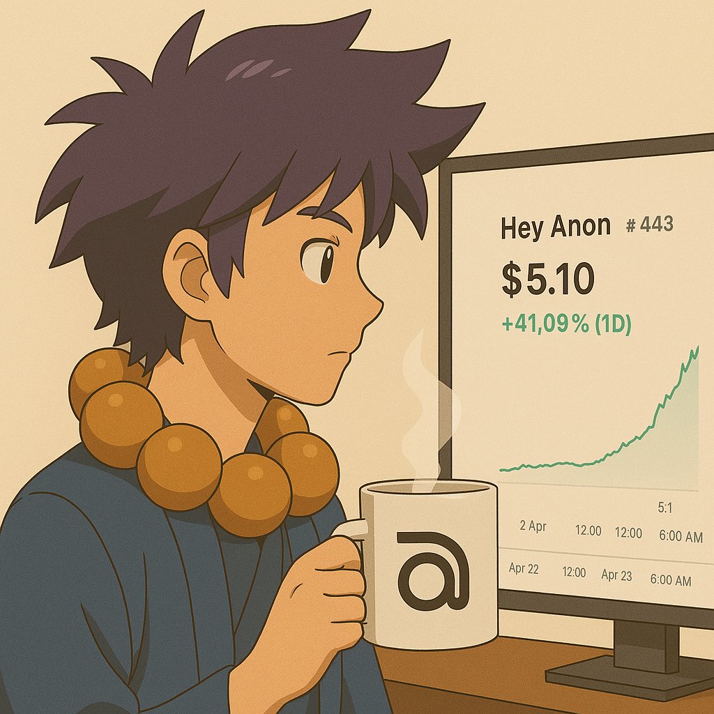 gmgm ☀️

Woke up this morning to some major <a href="/HeyAnonai/">Hey Anon</a> pump 📈

no leaderboard, no airdrop, just bullish AF on the tech and always have been through both the ups and downs.

<a href="/danielesesta/">Daniele 🟧 ( Meme Quant )</a> and his team are always delivering and with additional trading features being added, this