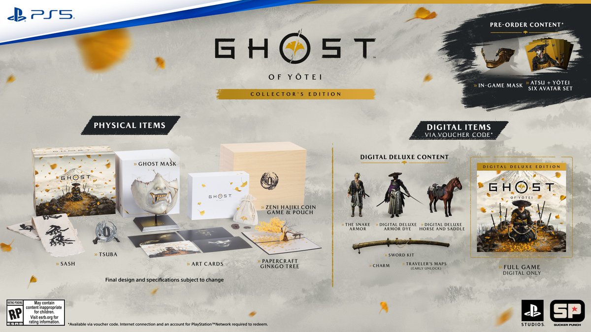 SuckerPunchProd's tweet photo. Today we're also excited to reveal our Collector's Edition and Digital Deluxe Edition! 🐺
If you pre-order any edition, you'll receive an in-game mask as well as a set of seven avatars for PSN featuring Atsu and the Yōtei Six.
Pre-orders begin May 2! ⚔️ https://t.co/0W9uefjTgI