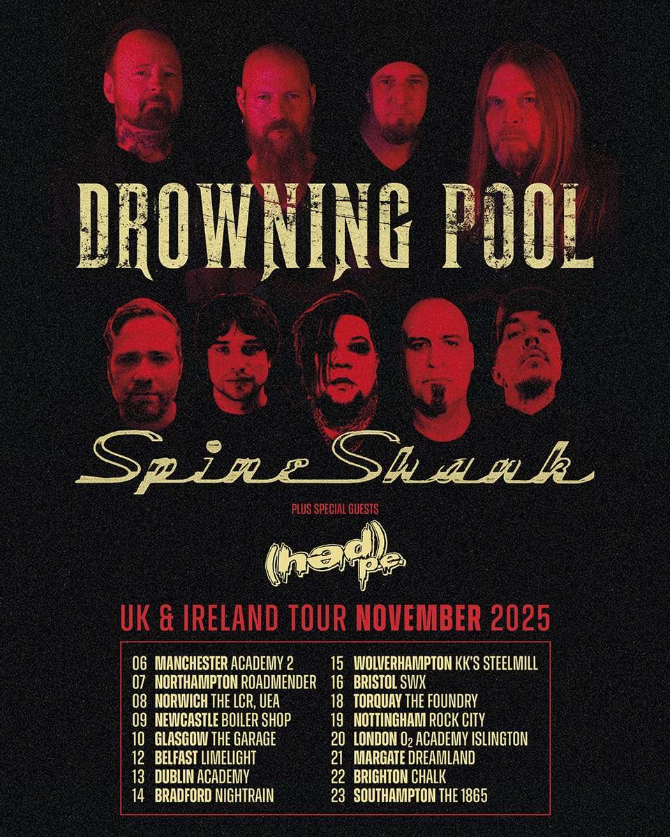 TicketWeb UK 🤘 (@ticketwebuk) on Twitter photo Rock acts <a href="/DrowningPool/">Drowning Pool</a> and Spineshank head on a co-headline tour with special guests <a href="/hedpe/">(hed) p.e.</a>.
Get your tickets now >> bit.ly/3YdrndV Rock acts <a href="/DrowningPool/">Drowning Pool</a> and Spineshank head on a co-headline tour with special guests <a href="/hedpe/">(hed) p.e.</a>.
Get your tickets now >> bit.ly/3YdrndV