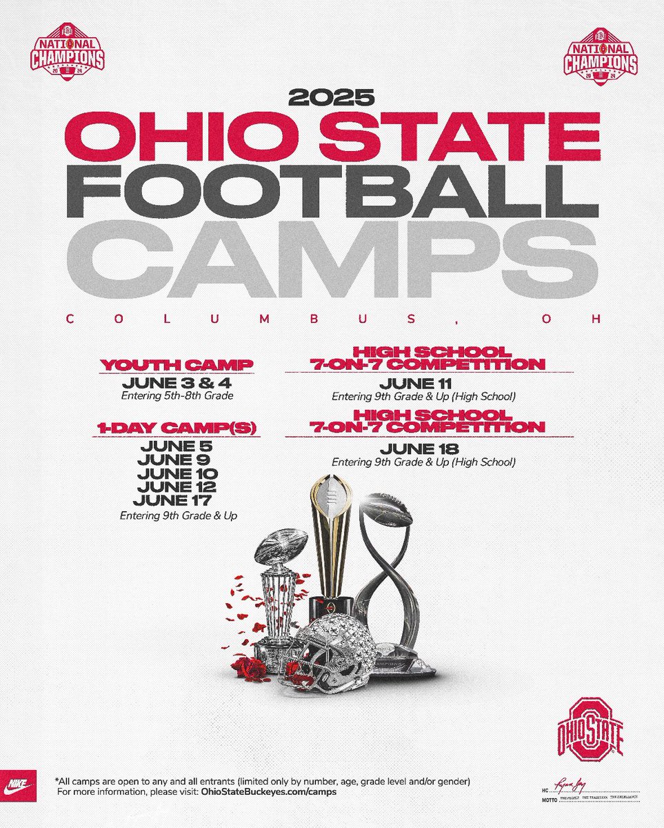 Come Camp with 𝓣𝓗𝓔 Champs this summah!! There’s a direct correlation between Buckeye Campers and Buckeye offers! If I’m lying I’m flying! Come compete! Don’t run from it! #THE26 #THE27