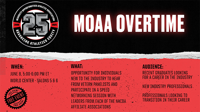 ⭐️You're invited to attend the MOAA Overtime Event!

⭐️This event is for recent graduates and professionals looking to transition to a career in college athletics. 

Click to learn more and reserve your spot: bit.ly/4jKmAZG