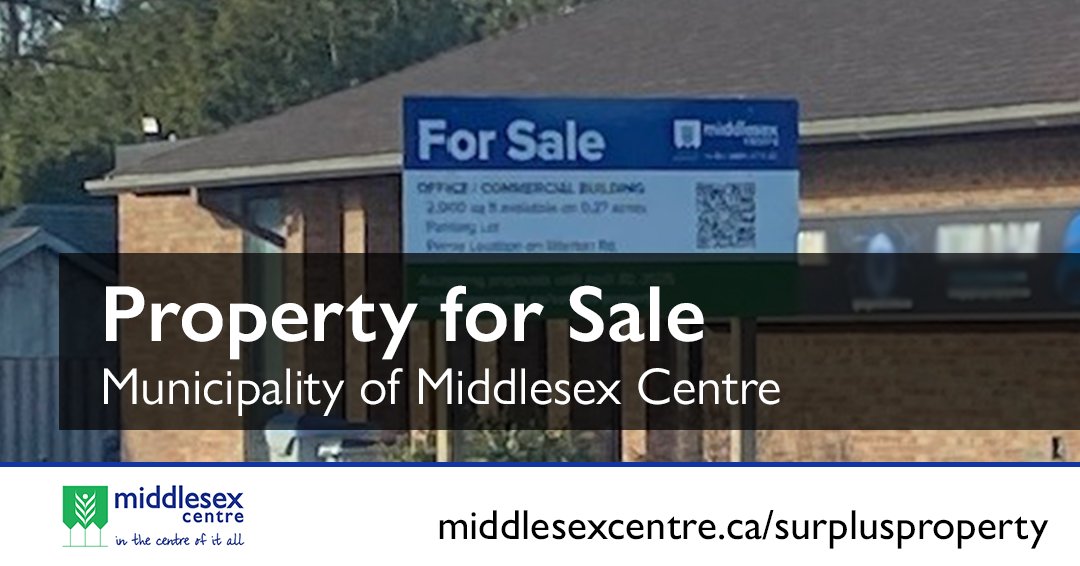 REMINDER: Proposals for the purchase of 13211 Ilderton Rd. (former CIBC bank building) are being accepted until Wednesday, April 30, 2025, at 2:00pm.  Information about the property and how to submit a proposal is posted on the Middlesex Centre website at middlesexcentre.ca/surplus-proper…