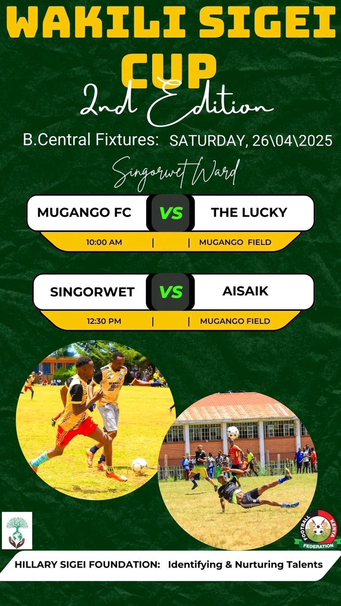 kiplaa_19's tweet image. Wrap up of an exciting round of the Wakili Cup (second edition) Ward Finals.

 This coming weekend  Bomet Central itakuwa locked in.

Come all and cheer your team 💪 

#wakilisigeicup 

#secondedition 

#identifyingandnurturingtalents

#FootballKE