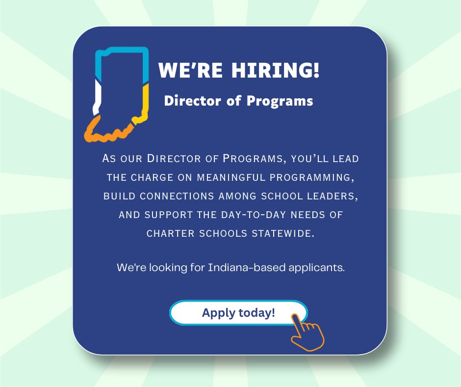 We’re hiring! 📣 ICIC is looking for a Director of Programs to help lead innovative work across Indiana’s charter school sector.

Join a growing team making a real impact. Apply or share with your network:
🔗 drive.google.com/file/d/15M79TY…

#EdJobs #INed #CharterSchools #NowHiring