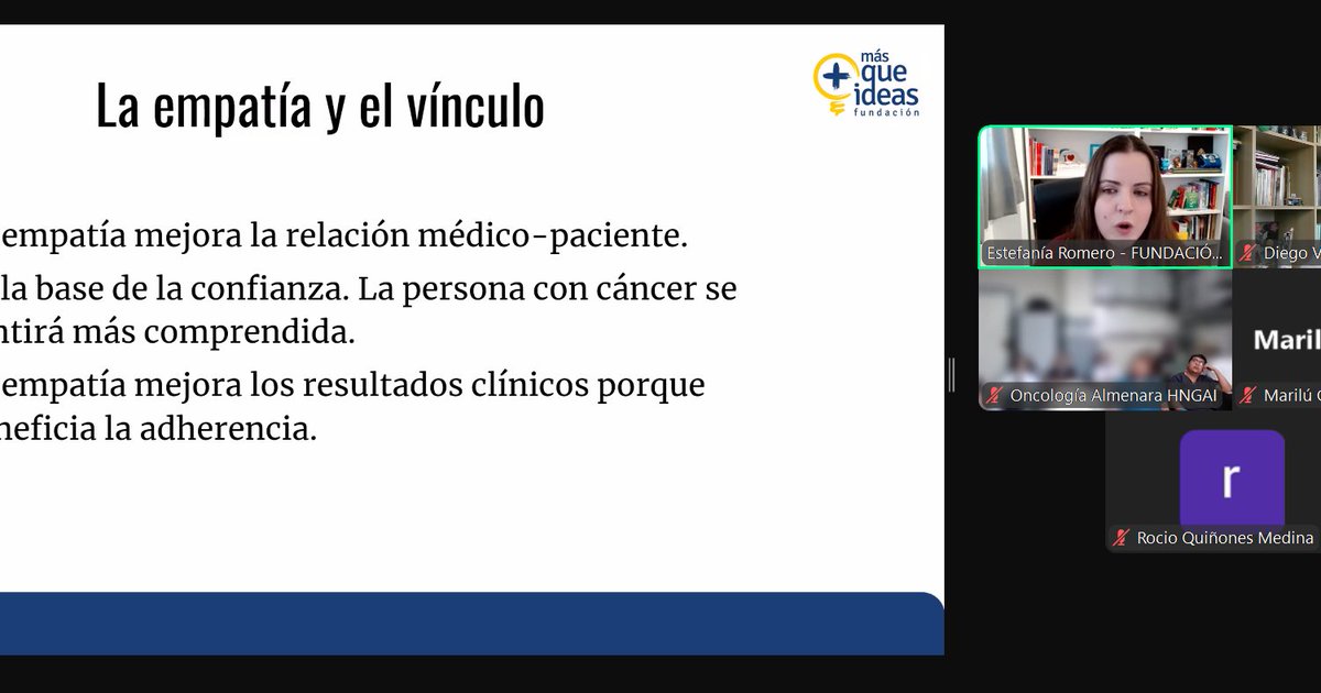 Fundación MÁS QUE IDEAS (@fundacionmqi) on Twitter photo <a href="/EstefaniaRom91/">Estefanía Romero</a> destaca la importancia de la empatía como eje para fortalecer el vinculo terapéutico
🔵Formación al servicio de oncología médica del Hospital Guillermo Alminara, de Lima (Perú) <a href="/EstefaniaRom91/">Estefanía Romero</a> destaca la importancia de la empatía como eje para fortalecer el vinculo terapéutico
🔵Formación al servicio de oncología médica del Hospital Guillermo Alminara, de Lima (Perú)