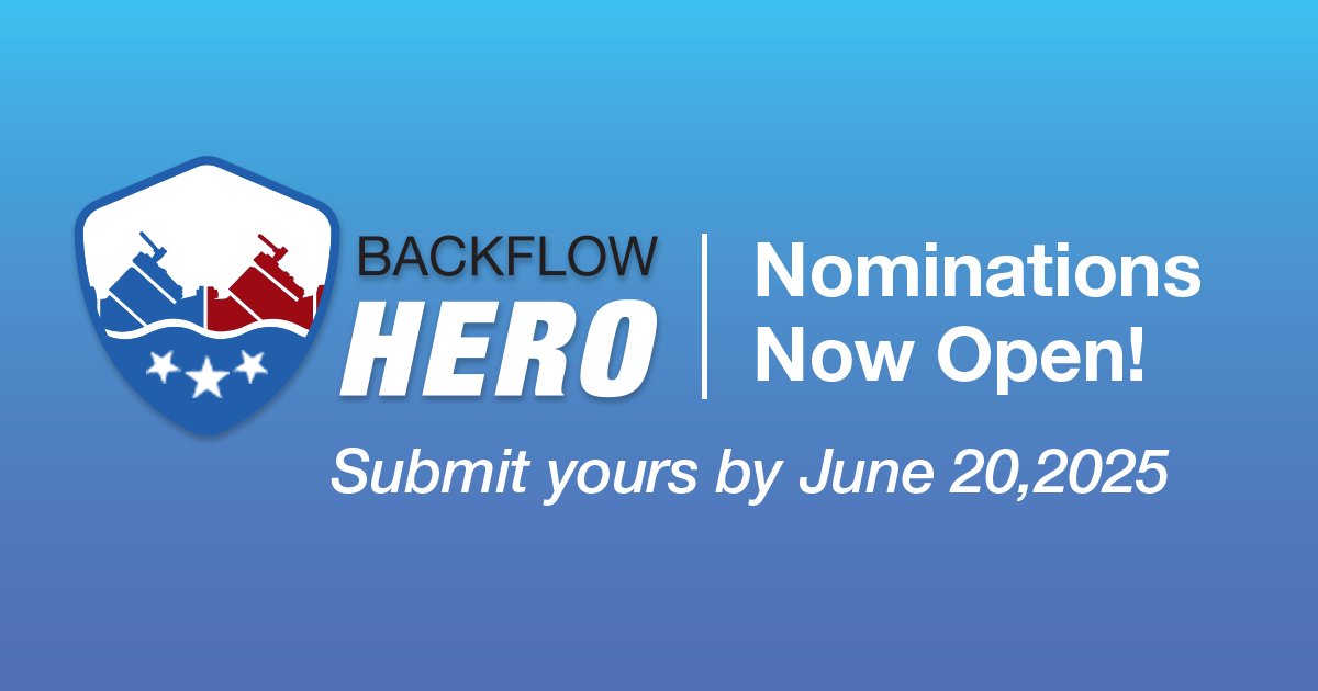 wattswater's tweet photo. Nominations are now open for the 2025 Backflow Hero Award – honoring the outstanding professionals dedicated to protecting our drinking water against backflow.
Nominate your backflow prevention hero today: https://t.co/Db8Wfcu9Ei
#BackflowDay #BackflowHero https://t.co/M3qImlRp90