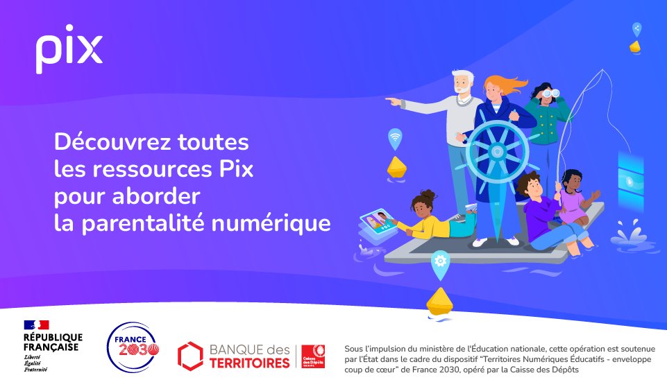 📊 53 % des parents se sentent démunis face à l’éducation numérique de leurs enfants.* 
Découvrez nos ressources gratuites et accessibles à tous pour faire le point et développer les compétences numériques liées à la parentalité ! 👉 pix.fr/parentalite-nu…