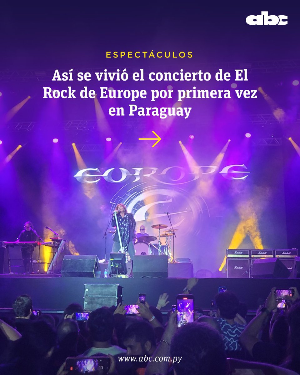 Romance985's tweet photo. 🎸 ¡NOCHE ÉPICA EN EL YACHT!

🤩 Así se vivió el concierto de Europe por primera vez en Paraguay 🇵🇾

🔥 La legendaria banda sueca de rock, liderada por Joey Tempest, hizo temblar el Yacht y Golf Club Paraguayo anoche con temazos como The Final Countdown, Carrie y Rock the Night. 🎶 

🔸 El grupo con más de 40 años de trayectoria encendieron el escenario con un gran show, creando un momento histórico para el rock en el país. 

📸 @JorgeMontefilpo 🤘

98.5FM🎧 Solo Éxitos.
🔗https://t.co/1xieAzYSd5