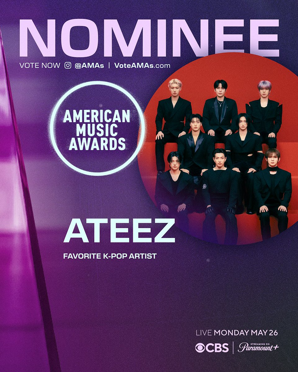 [📢] American Music Awards Voting Guide

📅 Voting Period
~2025.05.15 (PST)

🔗 Instagram: bit.ly/3GyZneB
🔗 Web: VoteAMAs.com

✅ Favorite K-Pop Artist

It's an absolute honor to be nominated for the 2025 <a href="/AMAs/">American Music Awards</a> !
ATINY, thank you so much for your support!🔥