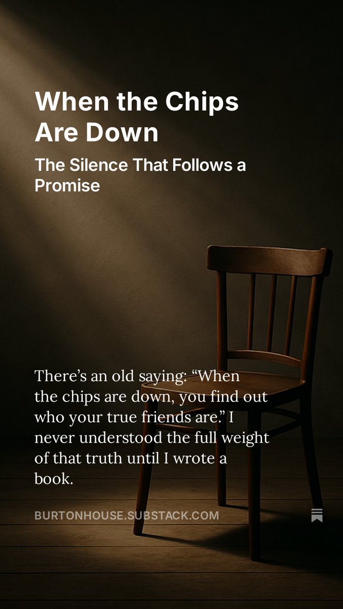 When I launched Shadows of Sobriety, some friends delivered on their promises. Others vanished without a word.

The silence was loud—and it taught me more than I expected.

I wrote about it here: open.substack.com/pub/burtonhous…

#ShadowsOfSobriety #KeepTheFaith #VulnerabilityIsStrength