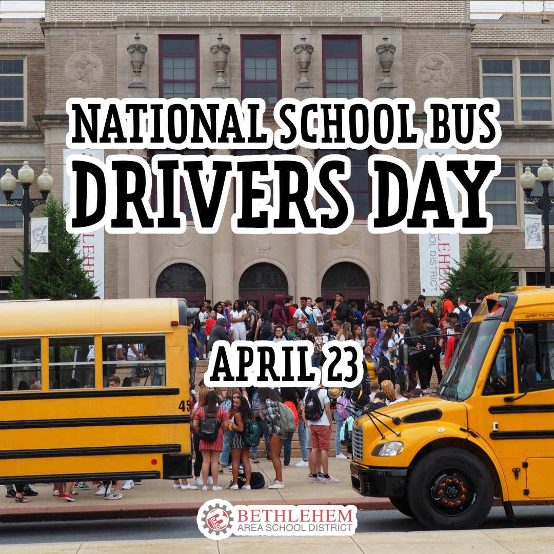 BASD (@bethlehemareasd) on Twitter photo Happy National School Bus Driver Day!
Today we celebrate our dedicated school bus drivers who start and end each school day with care and commitment.
Thank you!
#BASDproud #SchoolBusDriverDay #BASDtransportation <a href="/basdfacman/">Mark Stein</a> @<a href="/BASDTransporta1/">BASDTransportation</a> Happy National School Bus Driver Day!
Today we celebrate our dedicated school bus drivers who start and end each school day with care and commitment.
Thank you!
#BASDproud #SchoolBusDriverDay #BASDtransportation <a href="/basdfacman/">Mark Stein</a> @<a href="/BASDTransporta1/">BASDTransportation</a>