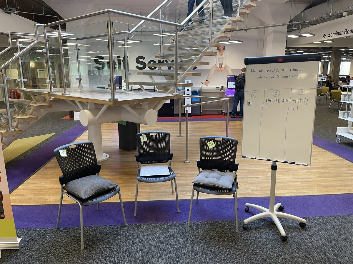 The Library’s own version of Goldilocks- what type of cushion do students prefer? Simple, but effective #uxlibs