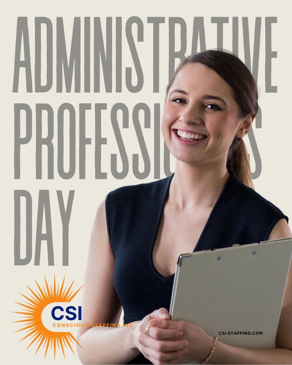 CSI_Staffing's tweet image. Happy Administrative Professionals Day! Your hard work, dedication, and organization keep everything running smoothly — thank you for all that you do! csi-staffing.com

#officemanager #receptionist #Secretary #AdministrativeAssistant #ExecutiveAssistant