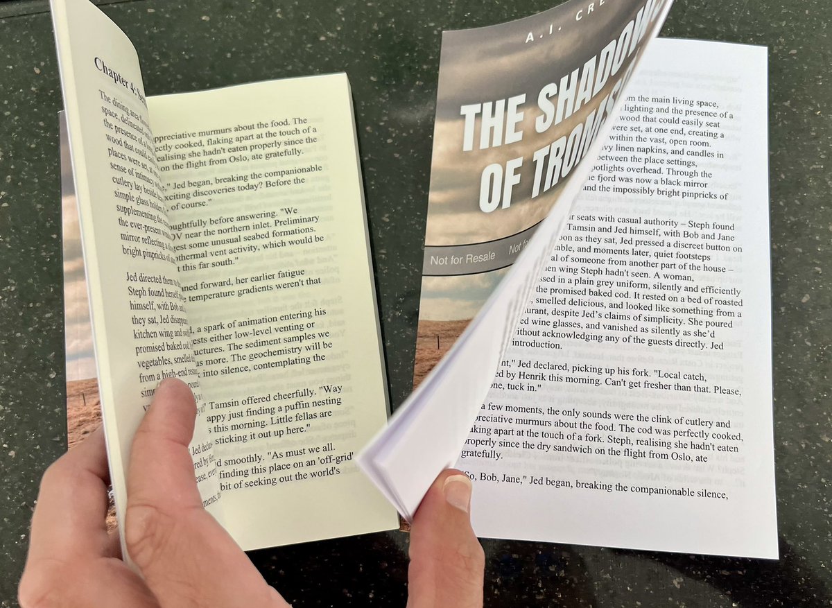 ⭐️ Continuing my self publication journey - and already tweaked the size and colour of the pages for my debut novel.
What do you think?
DOWNLOAD HERE 👇🏼
📱 KINDLE
amzn.eu/d/ejSbmXw

📖 PAPERBACK
amazon.co.uk/dp/B0F5Q1Z3RX

Hope you enjoy!
#theshadowsoftromso #book #thriller