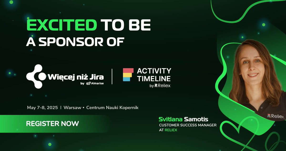 ReliexSolutions's tweet photo. 📢 The gap between planning & execution reveals the most valuable insights! Join Svitlana Samotis at #WięcejniżJira'25 by @CompanyAlmarise to discover how #ActivityTimeline transforms this delta into actionable strategies.
📅 May 7-8, 2025
📍 Warsaw
🎟️ https://t.co/lr8IXuxoGp https://t.co/XKZW9qvlWJ