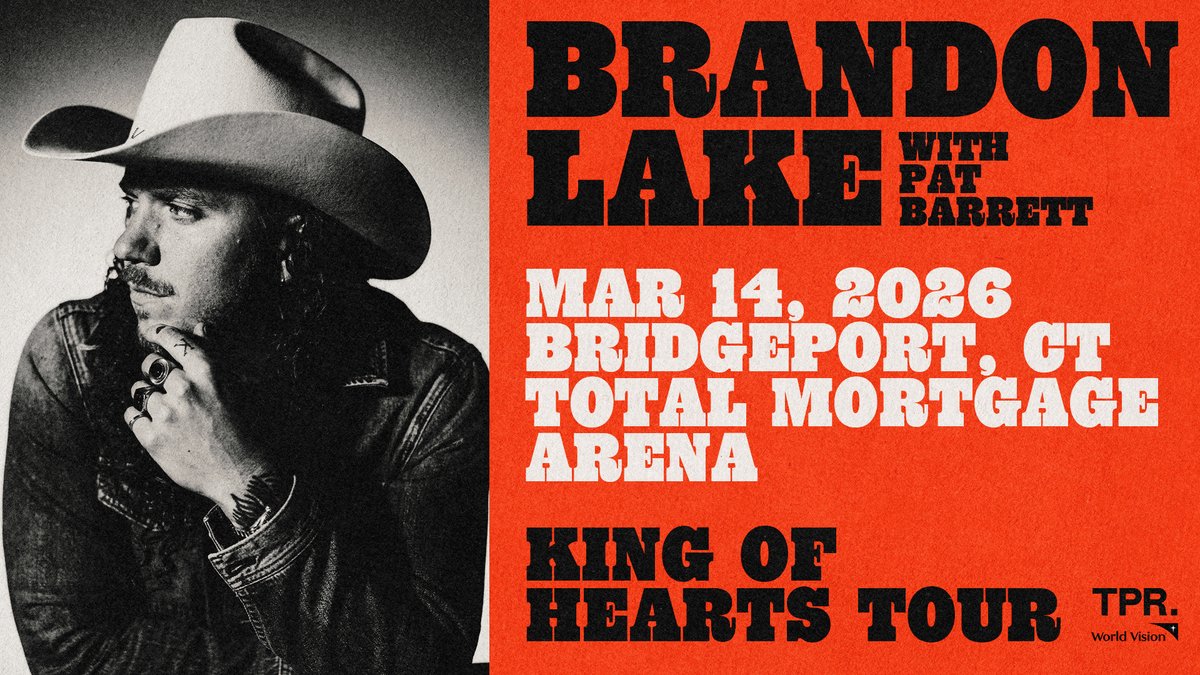 PRE SALE ALERT 🚨 

Brandon Lake is bringing the King of Hearts Tour to Bridgeport, CT on March 14 and you don't want to miss out! 

Use presale code: TMAPRE to secure your tickets NOW!

🎟️ bit.ly/42zYj1C
*Valid online only, presale ends 4/24 at 10am
