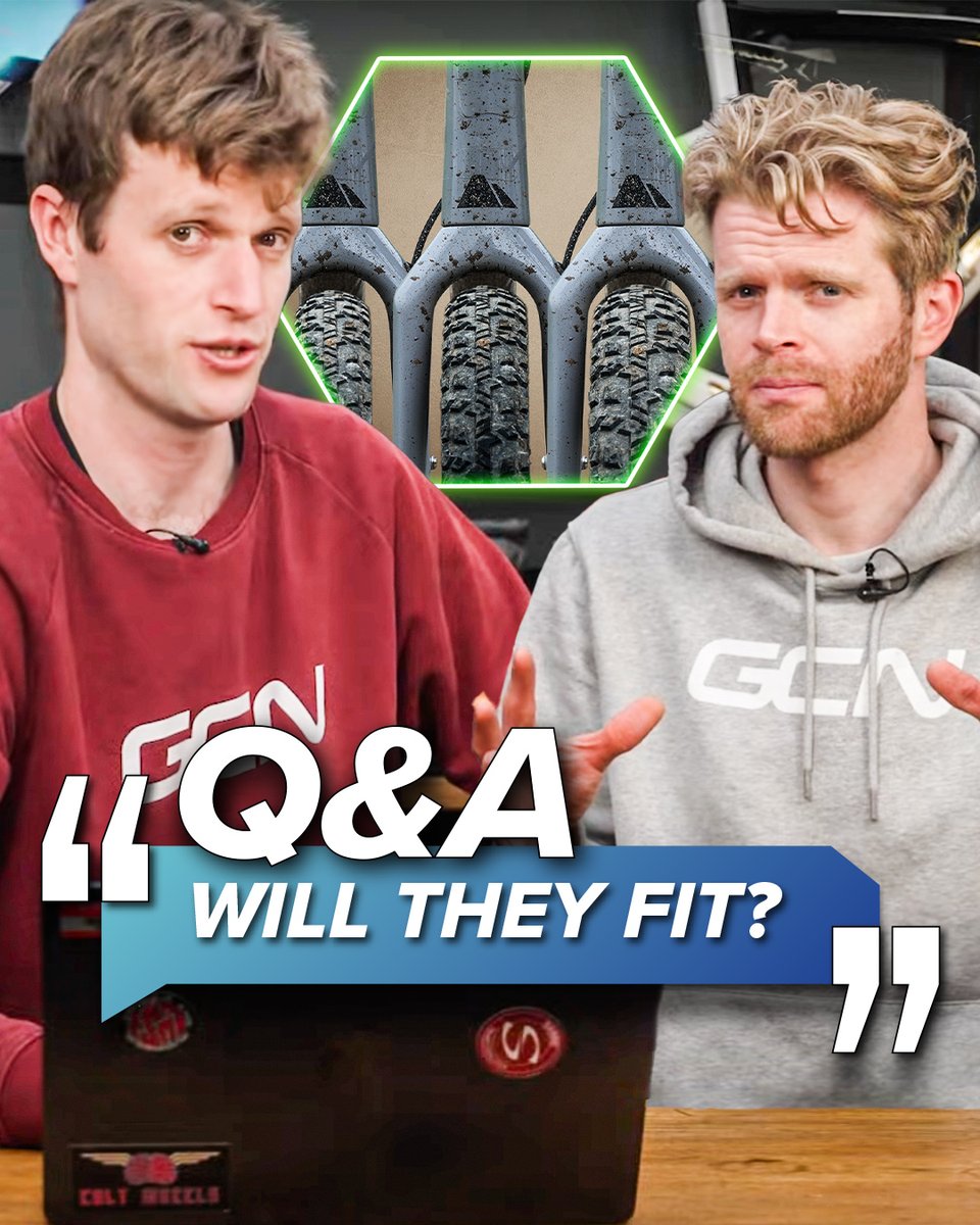 gcntechtweet's tweet image. Tyre clearance myths busted? 🤔 Plus: trainer movement, single-speed efficiency, waxed chain care, TPU pump safety &amp;amp; wheel balancing debated! 🔥
Conor &amp;amp; Ollie answer YOUR questions in the GCN Tech Clinic! 
Watch now: gcn.eu/tc234

#GlobalCyclingNetwork