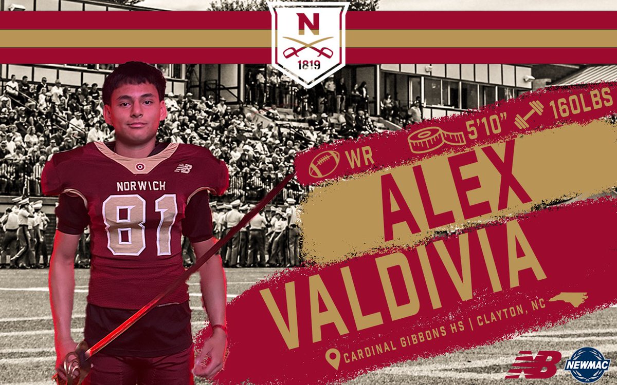 Norwich Football (@norwichfb) on Twitter photo 🖊️Alex Valdivia
🏈Wide Receiver
⚖️5'10" 160lbs
🎒Clayton, NC
🏫<a href="/athleticscghsnc/">Cardinal Gibbons Athletics 🔰</a> <a href="/BillLiedy/">Bill Liedy</a>
📖Management 🖊️Alex Valdivia
🏈Wide Receiver
⚖️5'10" 160lbs
🎒Clayton, NC
🏫<a href="/athleticscghsnc/">Cardinal Gibbons Athletics 🔰</a> <a href="/BillLiedy/">Bill Liedy</a>
📖Management