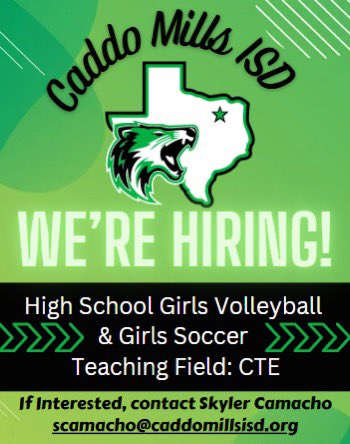 CMLadyFoxesAthletics (@cmladyfoxes) on Twitter photo We are looking to hire a girls coach for the upcoming school year. Come join a great school district and a family oriented community! #FoxFamily <a href="/THSCAcoaches/">THSCA</a> <a href="/AustinTGCA/">TGCA</a> <a href="/FoxUnleash/">Caddo Mills Fox Athletics</a> <a href="/CaddoMillsISD/">Caddo Mills ISD</a> <a href="/CaddoMillsHS/">Caddo Mills HS</a> We are looking to hire a girls coach for the upcoming school year. Come join a great school district and a family oriented community! #FoxFamily <a href="/THSCAcoaches/">THSCA</a> <a href="/AustinTGCA/">TGCA</a> <a href="/FoxUnleash/">Caddo Mills Fox Athletics</a> <a href="/CaddoMillsISD/">Caddo Mills ISD</a> <a href="/CaddoMillsHS/">Caddo Mills HS</a>