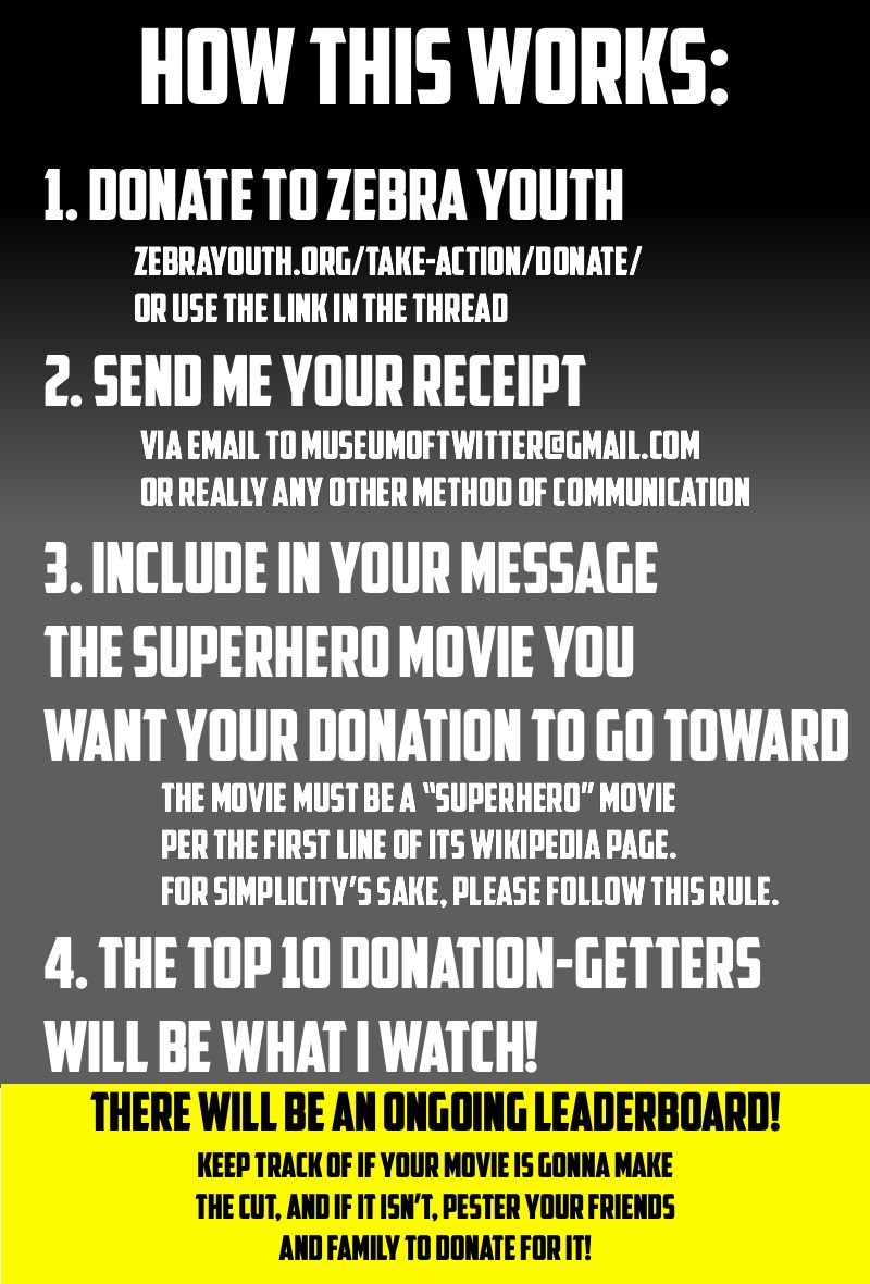 TheJakeChristie's tweet photo. Today is a great day to donate money to LGBTQ youth and make me watch the superhero movie of your choosing. 

DONATE: https://t.co/EnY0gGQi63 https://t.co/t8BafMq3kX