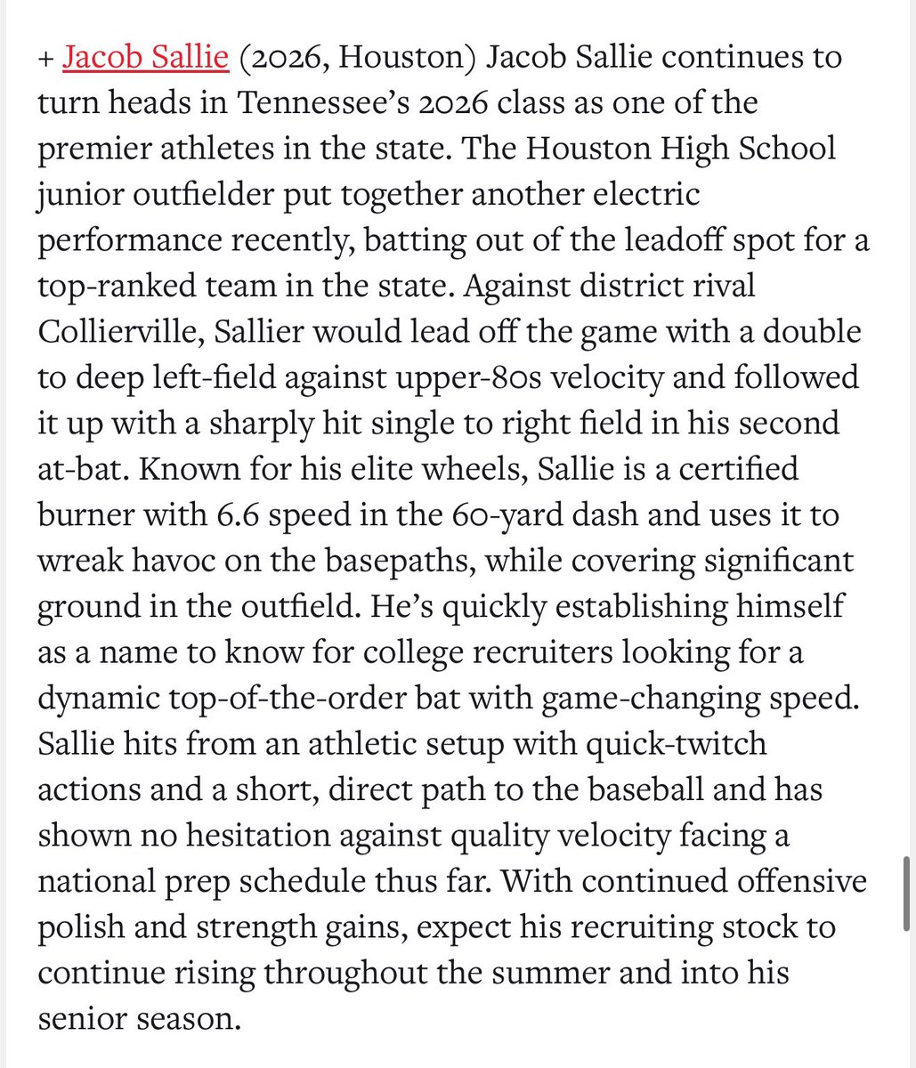Thank you!!! <a href="/PrepBaseballTN/">Prep Baseball Tennessee</a> 
<a href="/Pchap_Kares/">Preston Chapman</a> 
<a href="/KaresSportsMGMT/">Kares Sports Management</a> 
<a href="/WinTheLastGame/">Houston HS Baseball</a> 
<a href="/CoachCrick/">Kevin “Cricket” Whiteside</a>
<a href="/CoachEScho/">Erik Schoenrock</a> 
<a href="/CoachGilWalker/">Gil Walker</a> 
<a href="/RaCastle1123/">Ricky Castle ⚾</a> 
<a href="/CoachCrenshaw42/">Chris Crenshaw</a>