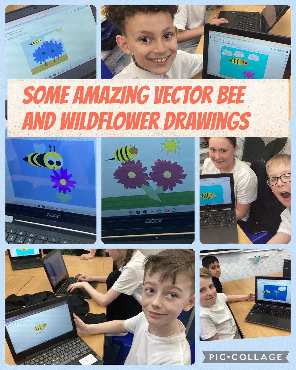 EgremontY5and6's tweet image. Linking computing to our new text in Year 5 by creating bee and wildflower vector drawings. #googledrawing #vectorart #computing