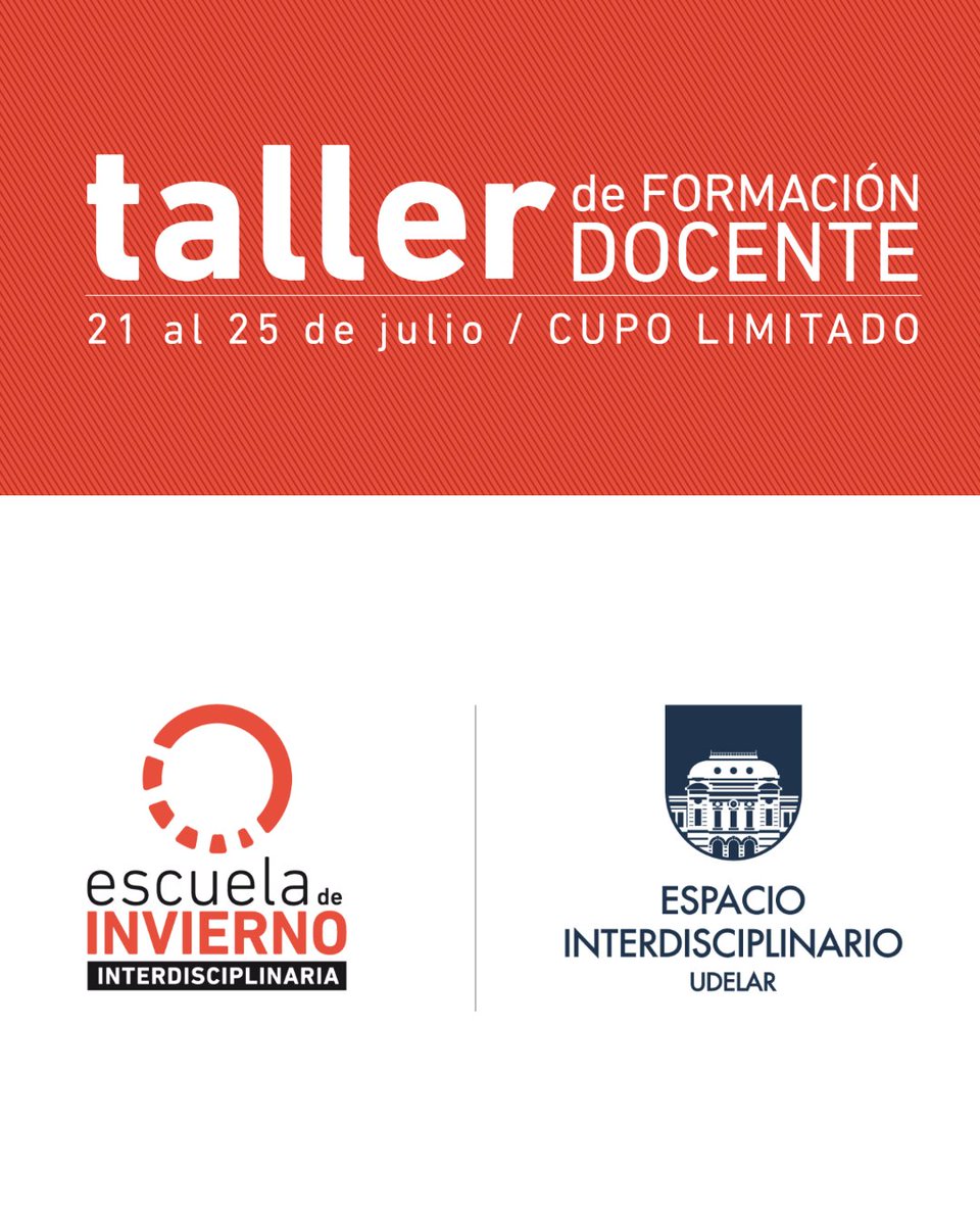 Veterinaria UDELAR (@fvetuy) on Twitter photo Escuela de Invierno del <a href="/EI_Udelar/">Espacio Interdisciplinario</a>
Talleres de formación para docentes universitarios/as 👨🏽🏫
🔹 21 al 25 de julio
⚠️ Inscripciones hasta el 30 de junio
📍 Montevideo
Más información: 🔗 acortar.link/a0sUOj Escuela de Invierno del <a href="/EI_Udelar/">Espacio Interdisciplinario</a>
Talleres de formación para docentes universitarios/as 👨🏽🏫
🔹 21 al 25 de julio
⚠️ Inscripciones hasta el 30 de junio
📍 Montevideo
Más información: 🔗 acortar.link/a0sUOj