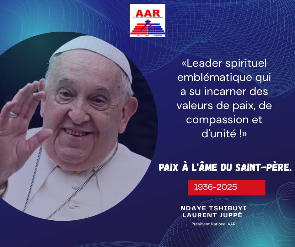 On se souviendra toujours de sa constante lutte pour la paix, sa compassion pour les plus démunis, son courage face à l'adversité. 
Que le souvenir de sa foi inébranlable et de son amour pour l'humanité nous apporte un peu de réconfort.
<a href="/Powertalks1/">Laurent Tutu-Tshibuyi</a> <a href="/TataCardinal/">Cardinal Fridolin Ambongo Besungu</a> <a href="/fatshi13_/">Félix A. Tshisekedi</a>