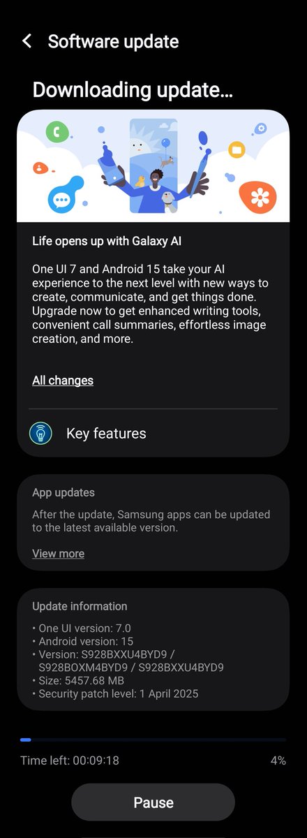zacaaron's tweet photo. @LowyatNET @Soya_Cincau my Galaxy S24 Ultra downloading OneUI 7 update! https://t.co/N50UQvZcNt