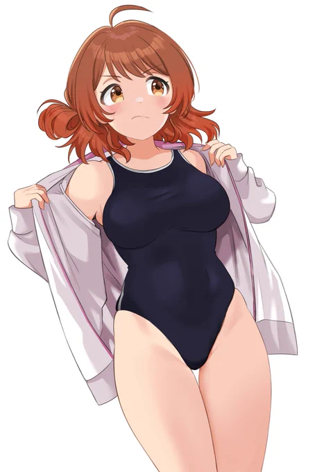 お姉ちゃんに水泳勝負を挑む花海佑芽ちゃん。 