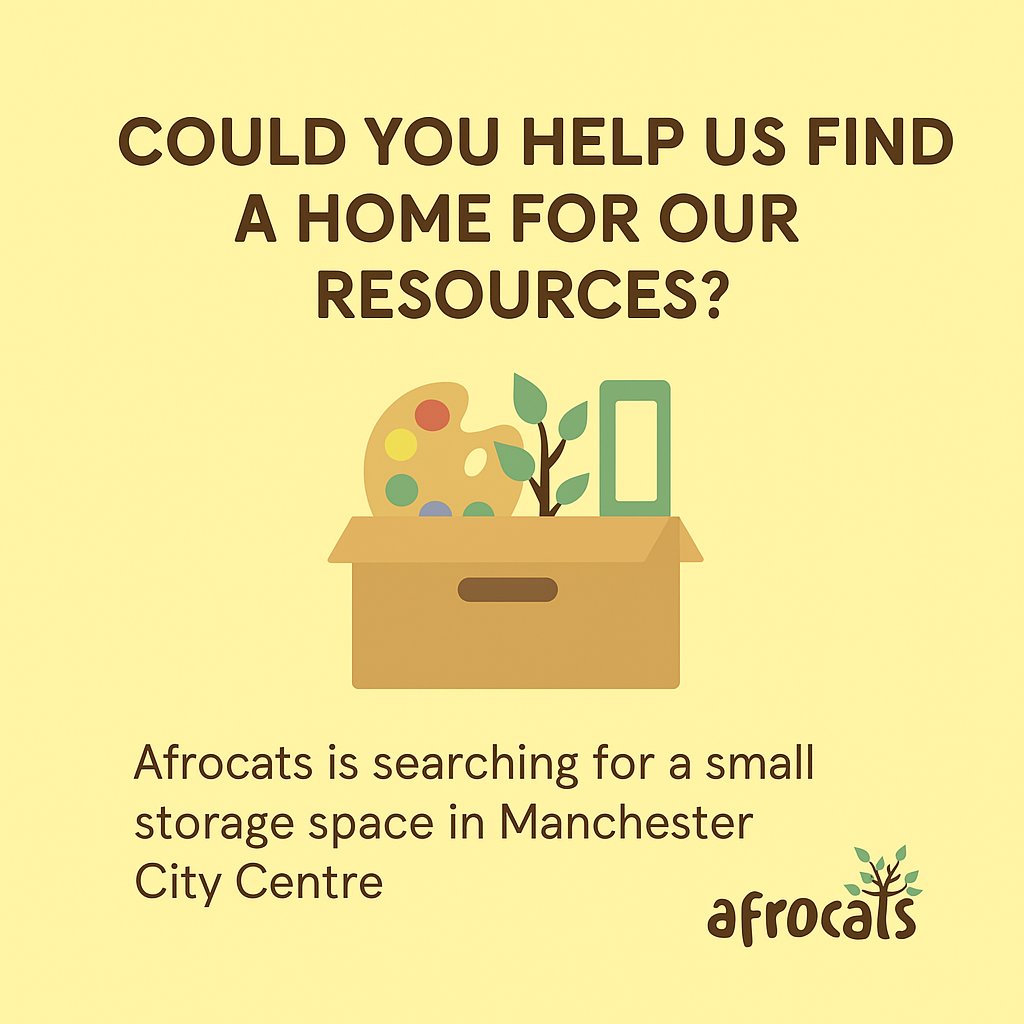 Afrocats (@afrocatsmcr) on Twitter photo Afrocats is looking for a small storage space to organise our materials and resources.
Can you help or have any ideas on how we can make this happen? Let us know by dropping us a DM or emailing Jenny at jenny@afrocats.org.uk 🙌 Afrocats is looking for a small storage space to organise our materials and resources.
Can you help or have any ideas on how we can make this happen? Let us know by dropping us a DM or emailing Jenny at jenny@afrocats.org.uk 🙌