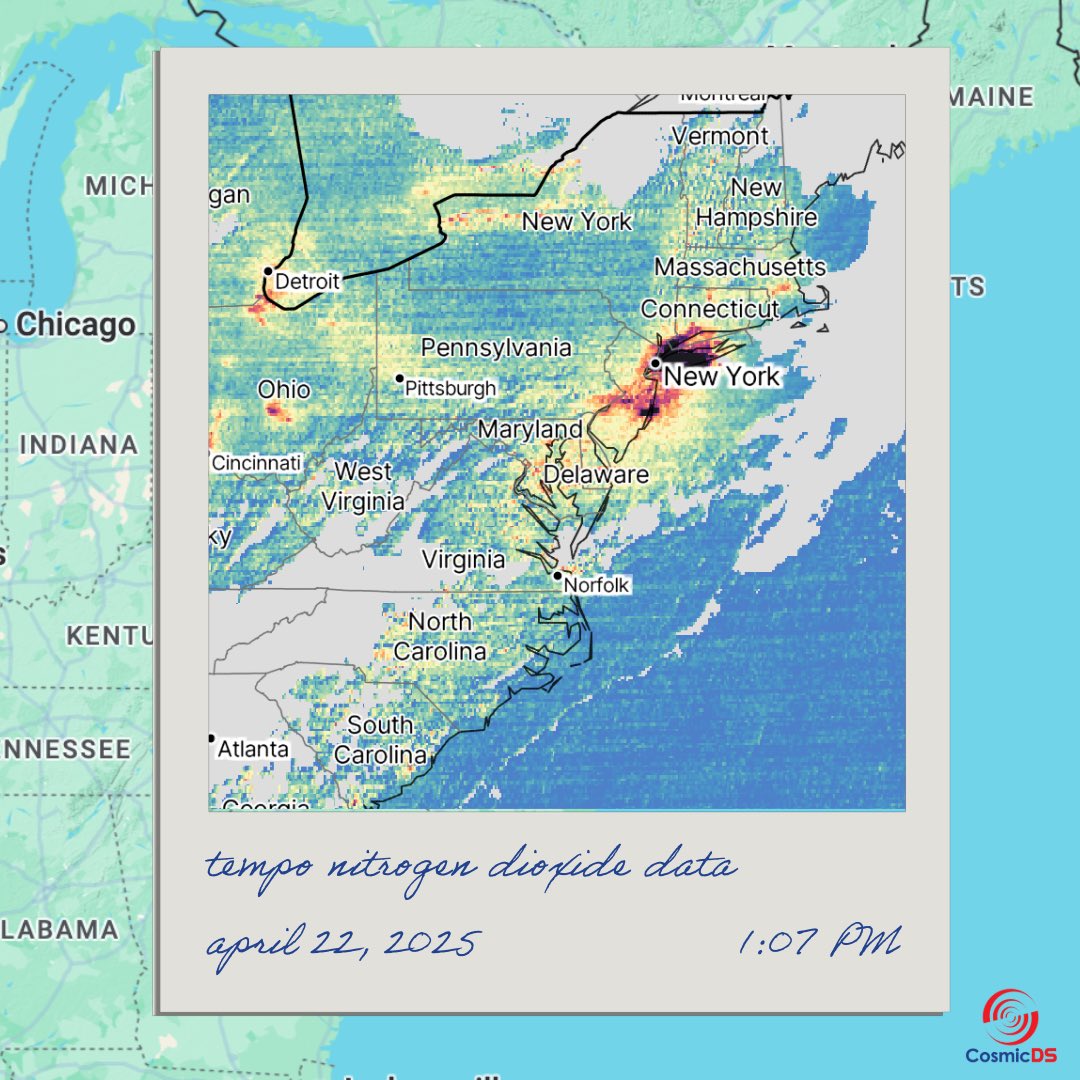 Cosmic Data Stories (@cosmicdatastory) on Twitter photo Did you know that the NASA and Smithsonian <a href="/TEMPO_Mission/">TEMPO Mission</a> measures air pollution at a neighborhood scale across North America on an hourly basis? Check out our #TEMPO data story to track yesterday’s #earthday nitrogen dioxide levels in your neighborhood! 🌎 Did you know that the NASA and Smithsonian <a href="/TEMPO_Mission/">TEMPO Mission</a> measures air pollution at a neighborhood scale across North America on an hourly basis? Check out our #TEMPO data story to track yesterday’s #earthday nitrogen dioxide levels in your neighborhood! 🌎