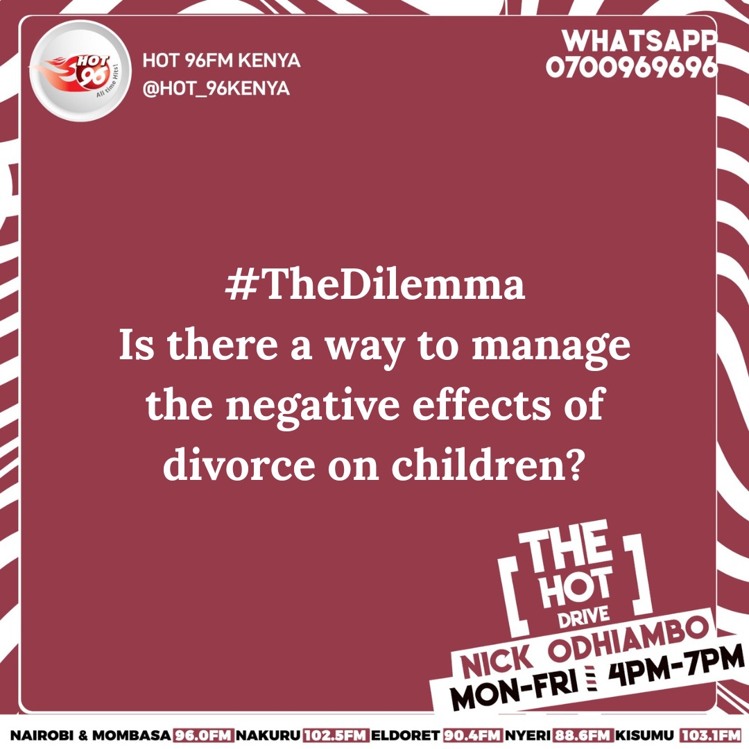 nick odhiambo (@iamnickodhiambo) on Twitter photo With separations on the rise,how do you manage the negative effects of divorce on your children?
Thats our dilemma 5 to 6pm ?
Comment below or talk to me directly on whatsapp 0700969696
#Hotdrive on <a href="/Hot_96Kenya/">Hot 96 FM Kenya</a> With separations on the rise,how do you manage the negative effects of divorce on your children?
Thats our dilemma 5 to 6pm ?
Comment below or talk to me directly on whatsapp 0700969696
#Hotdrive on <a href="/Hot_96Kenya/">Hot 96 FM Kenya</a>