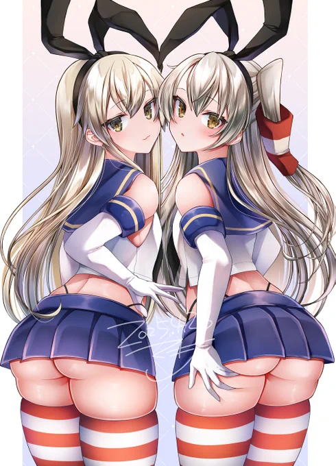 艦これ12周年おめでとうございます～!おめでとうイラストは描けていないのでお気に入りの島風と天津風を 