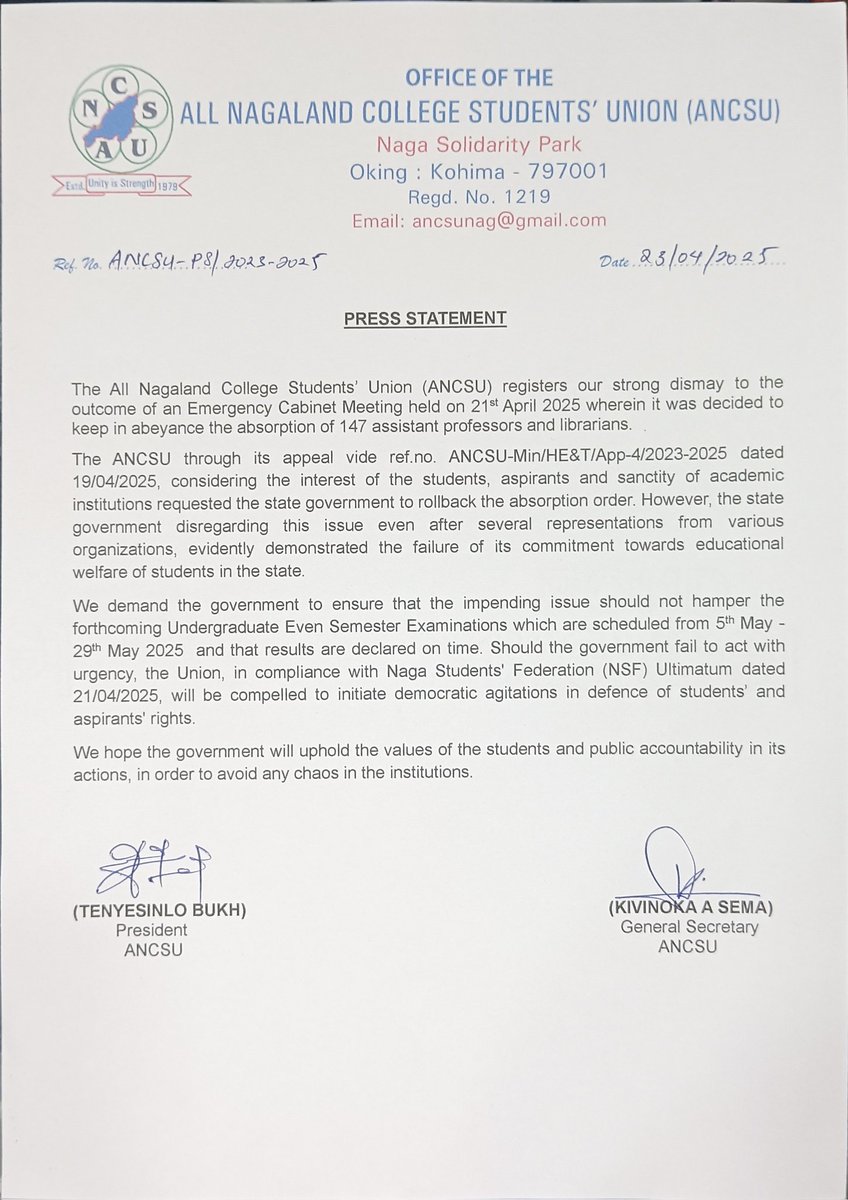 ANCSUOFFICIAL's tweet photo. PRESS STATEMENT. https://t.co/1mJSh5JhXP