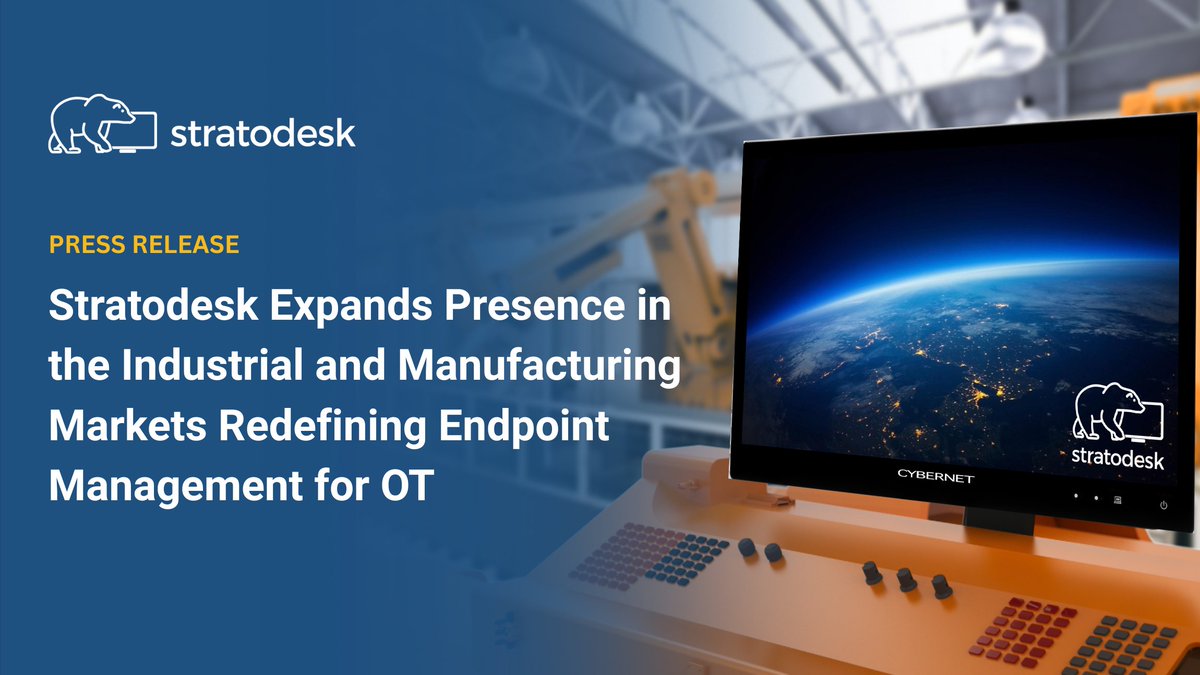 stratodesk's tweet photo. Today, we’re thrilled to announce a major expansion of Stratodesk’s footprint in the industrial and manufacturing sectors, redefining what’s possible for endpoint management in Operations Technology (OT): https://t.co/Ra7ekZlW0M

#Stratodesk #NoTouchOS #IIoT #OTSecurity https://t.co/AZUjfzDXDr