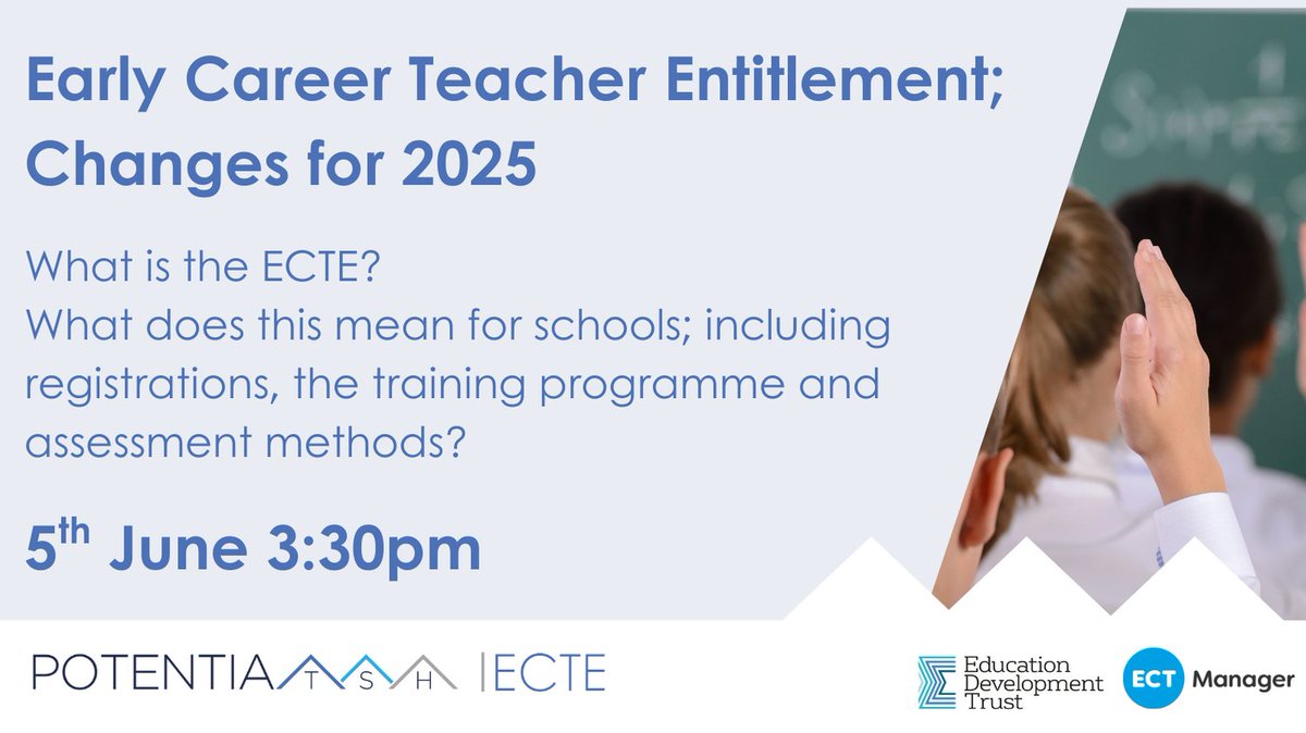 The changes for early career teacher (ECT) and mentor training from September 2025 will be covered in our upcoming webinar. 
Register for your place to find out more: events.teams.microsoft.com/event/0bbadae4…