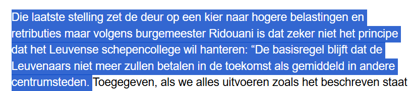 Leuven ontvangt € 543,33 per inwoner, het meest van de 13 Vlaamse centrumsteden, uit de APB en € 605,73 via de opcentiemen OV. Samen € 1.149,06. 

Resp. 31,7%, 19,1% en 24,8% meer dan gemiddelde centrumsteden. Komen er dan belastingverlagingen? 🙃