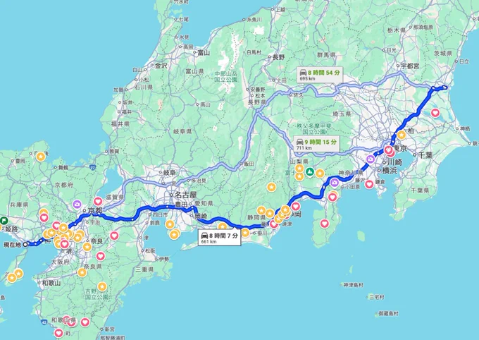 日中走れるのなら長野経由で行くのもアリだけど… 今夜と明日でどれくらいお絵描きできるか次第。 頑張ろ( ^ω^ )