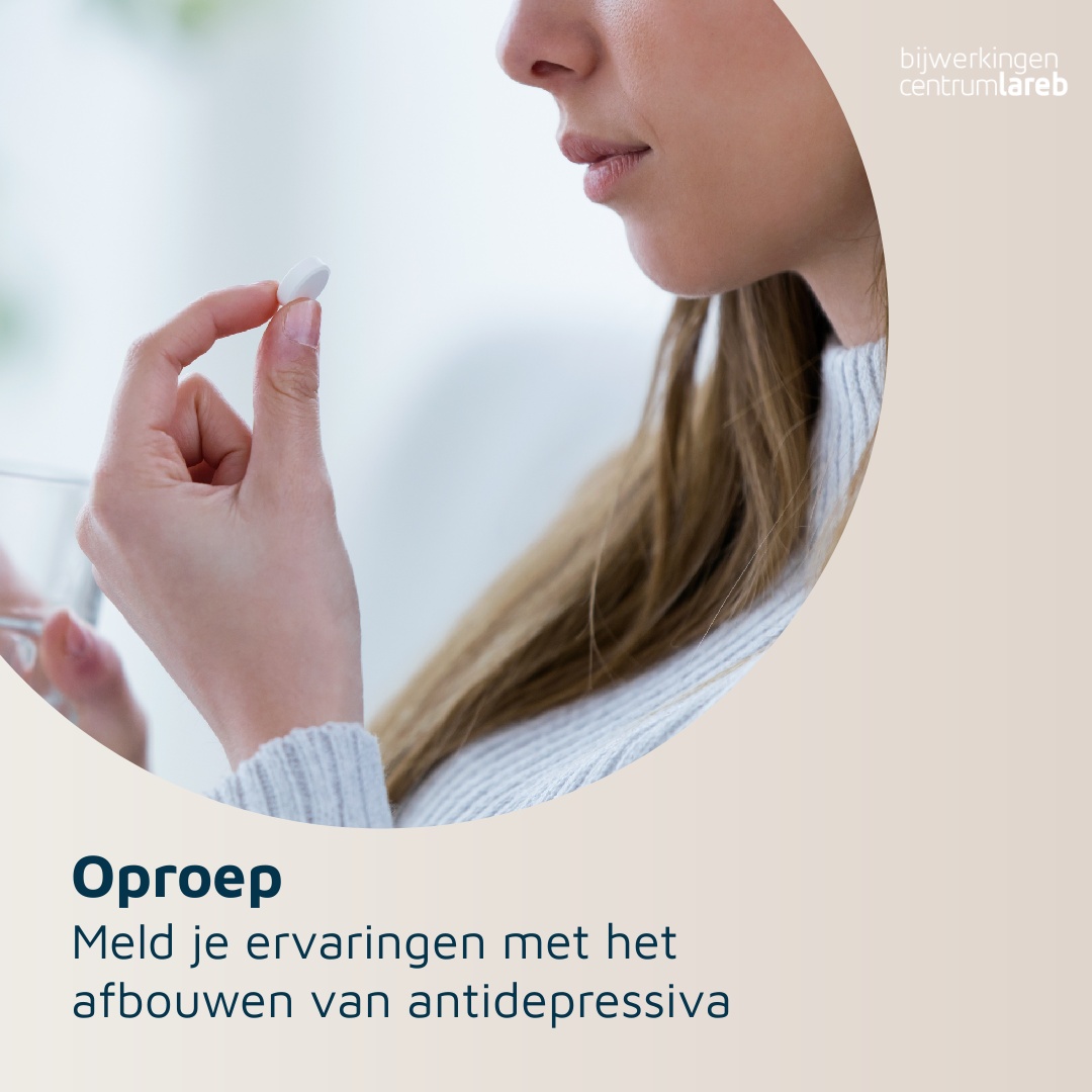 Ben jij gestopt met #antidepressiva of ben je bezig met het afbouwen? En heb jij last van #ontwenningsverschijnselen? 

👉 Meld het via lareb.nl! Zo krijgen we meer duidelijkheid over de impact van het afbouwen van antidepressiva.