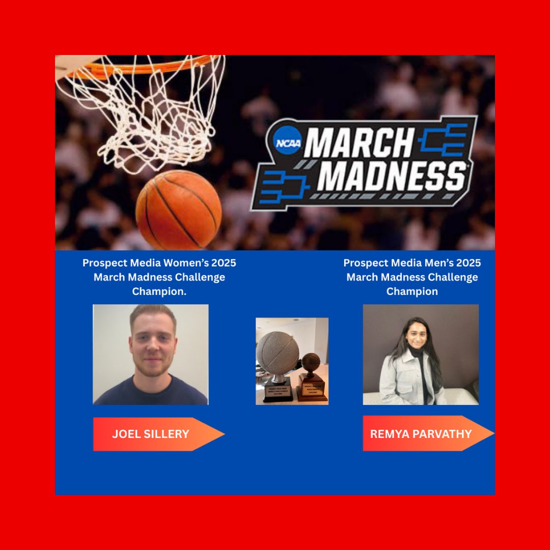 ProspectMedia's tweet photo. March Madness Champ Crowned!
16 years strong—and the tradition lives on!
Congrats to this year’s bracket winner
#MarchMadness #ProspectTradition #BracketBoss #16YearsOfMarchMadness https://t.co/k33Bel7D5p