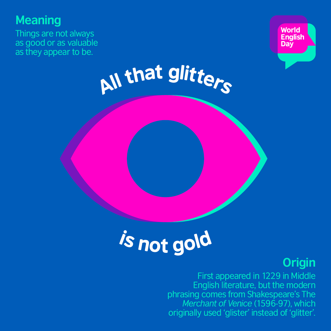 Shakespeare didn’t just write plays – he revolutionised the English language with thousands of words and phrases we use to this day. Here are our favourite Shakespearean phrases - tell us yours in the comments!  Download our ebook here: learnenglish.pub/WorldEnglishDay 

#WorldEnglishDay
